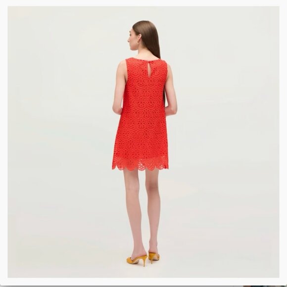 Hill House Charlie Shift Mini Dress Poppy Red Scallop Lace Small Holidays Party - Picture 3 of 9